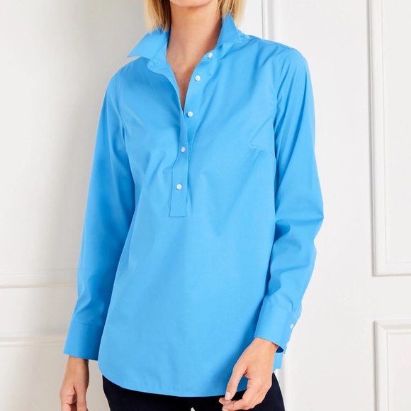 Talbots Non Iron Long Sleeve Popover Tunic in Freshwater Blue Size XS - Picture 1 of 5